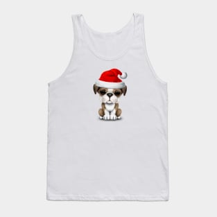 British Bulldog Puppy Dog Wearing a Santa Hat Tank Top